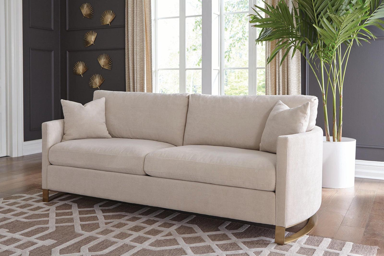 Corliss Upholstered Arched Arms Sofa Beige - Ella Furniture