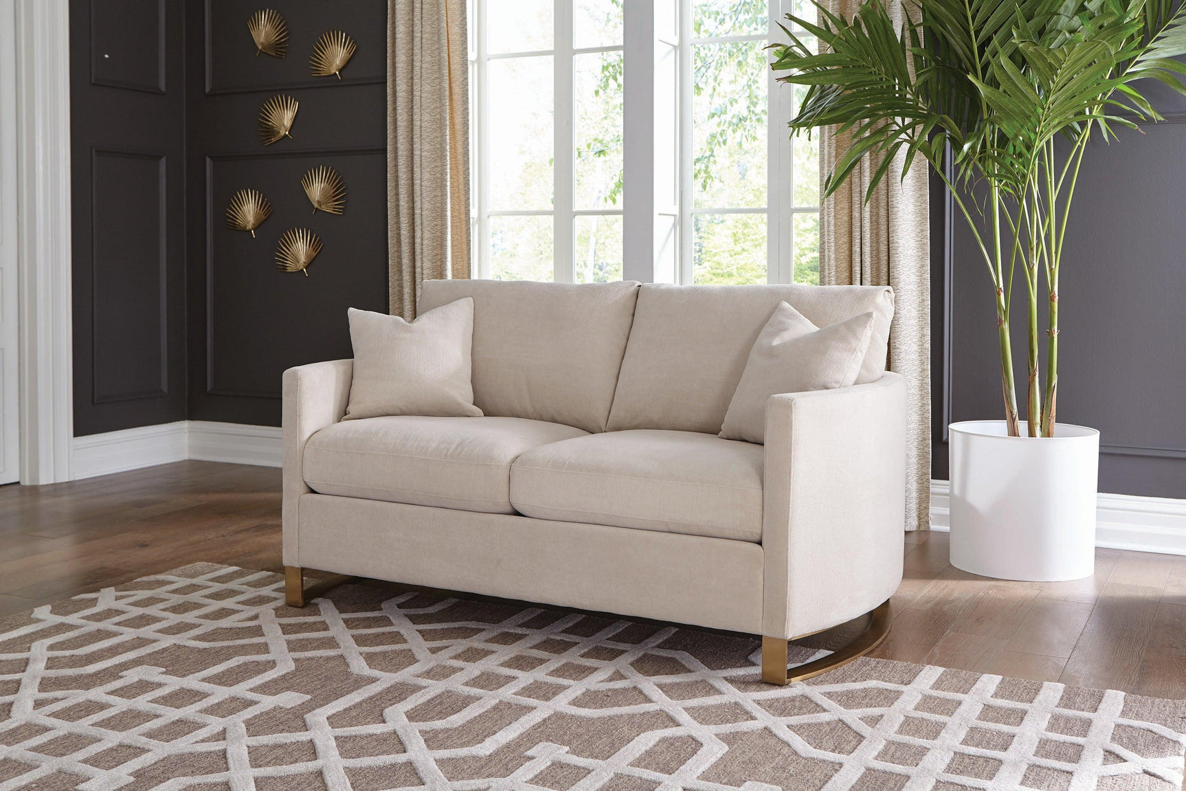 Corliss Upholstered Arched Arms Sofa Beige - Ella Furniture