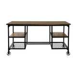 Millwood Weathered Natural And Rustic Black Metal Engineered Wood And Metal Writing Desk - Ella Furniture
