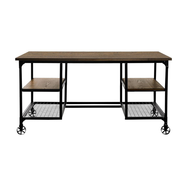 Millwood Weathered Natural And Rustic Black Metal Engineered Wood And Metal Writing Desk - Ella Furniture