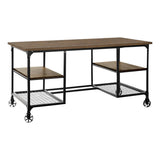 Millwood Weathered Natural And Rustic Black Metal Engineered Wood And Metal Writing Desk - Ella Furniture