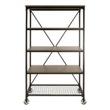 Millwood Weathered Natural And Rustic Black Metal Ash Veneers, Engineered Wood And Metal Bookcase - Ella Furniture