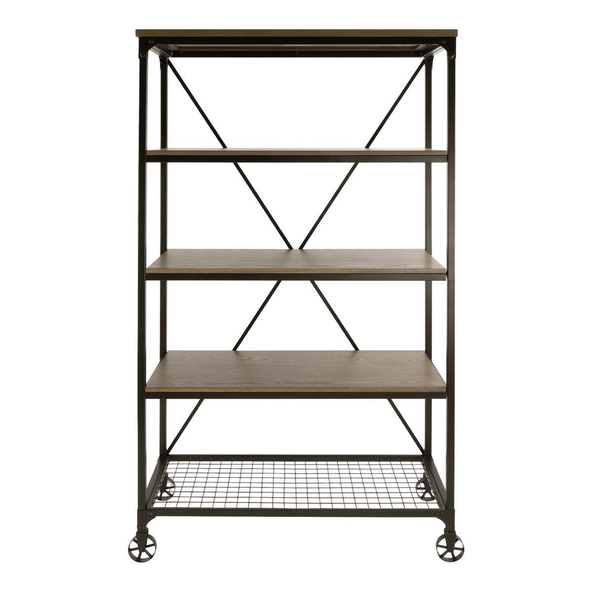 Millwood Weathered Natural And Rustic Black Metal Ash Veneers, Engineered Wood And Metal Bookcase - Ella Furniture