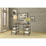 Millwood Weathered Natural Finish And Rustic Black Metal Finish Wood Counter Height Writing Desk - Ella Furniture