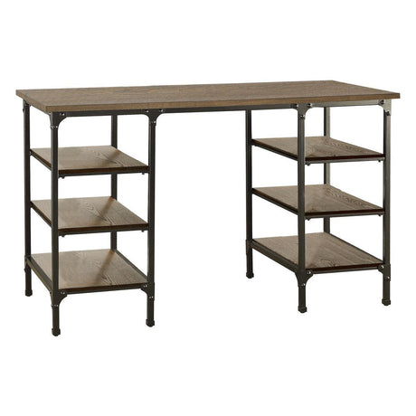 Millwood Weathered Natural And Rustic Black Metal Wood And Metal Counter Height Writing Desk - Ella Furniture