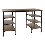 Millwood Weathered Natural Finish And Rustic Black Metal Finish Wood Counter Height Writing Desk - Ella Furniture