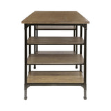 Millwood Weathered Natural Finish And Rustic Black Metal Finish Wood Counter Height Writing Desk - Ella Furniture