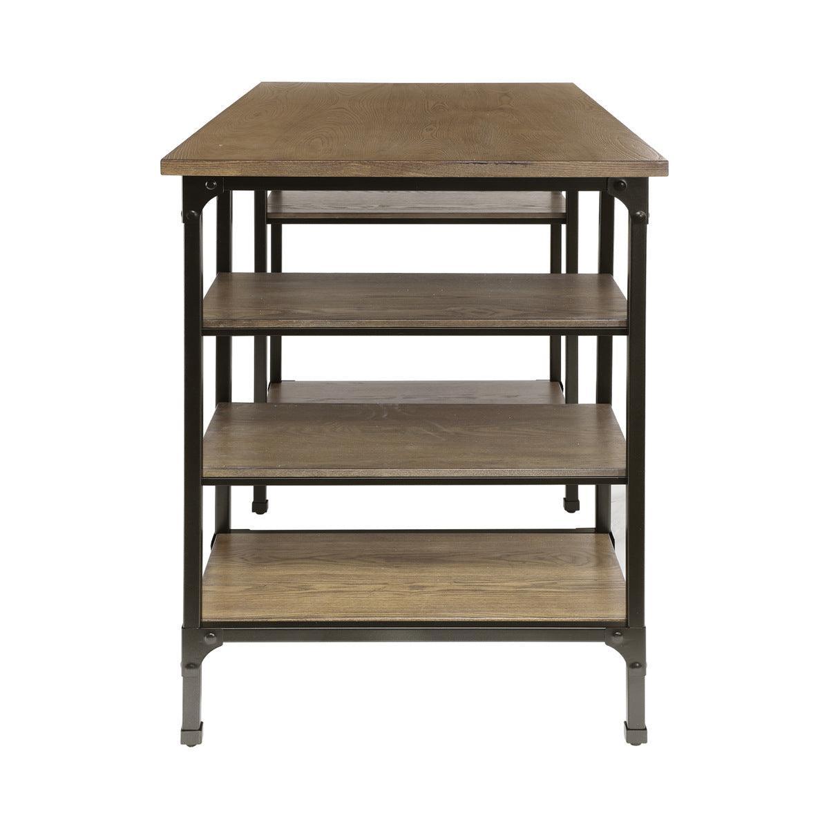 Millwood Weathered Natural Finish And Rustic Black Metal Finish Wood Counter Height Writing Desk - Ella Furniture