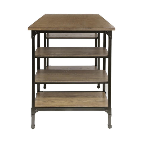 Millwood Weathered Natural Finish And Rustic Black Metal Finish Wood Counter Height Writing Desk - Ella Furniture