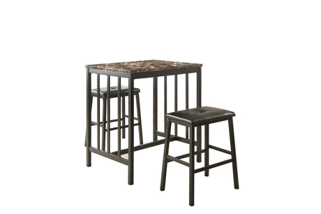 Edgar Black Modern Industrial Faux Leather Seat And Faux Marble Top Rectangular Dining Room Set - Ella Furniture