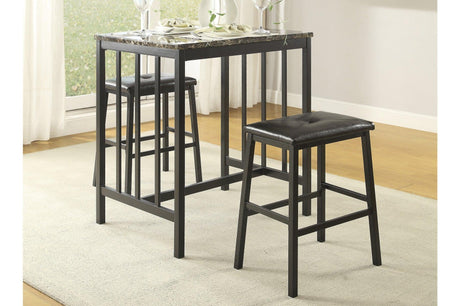 Edgar Black Modern Industrial Faux Leather Seat And Faux Marble Top Rectangular Dining Room Set - Ella Furniture