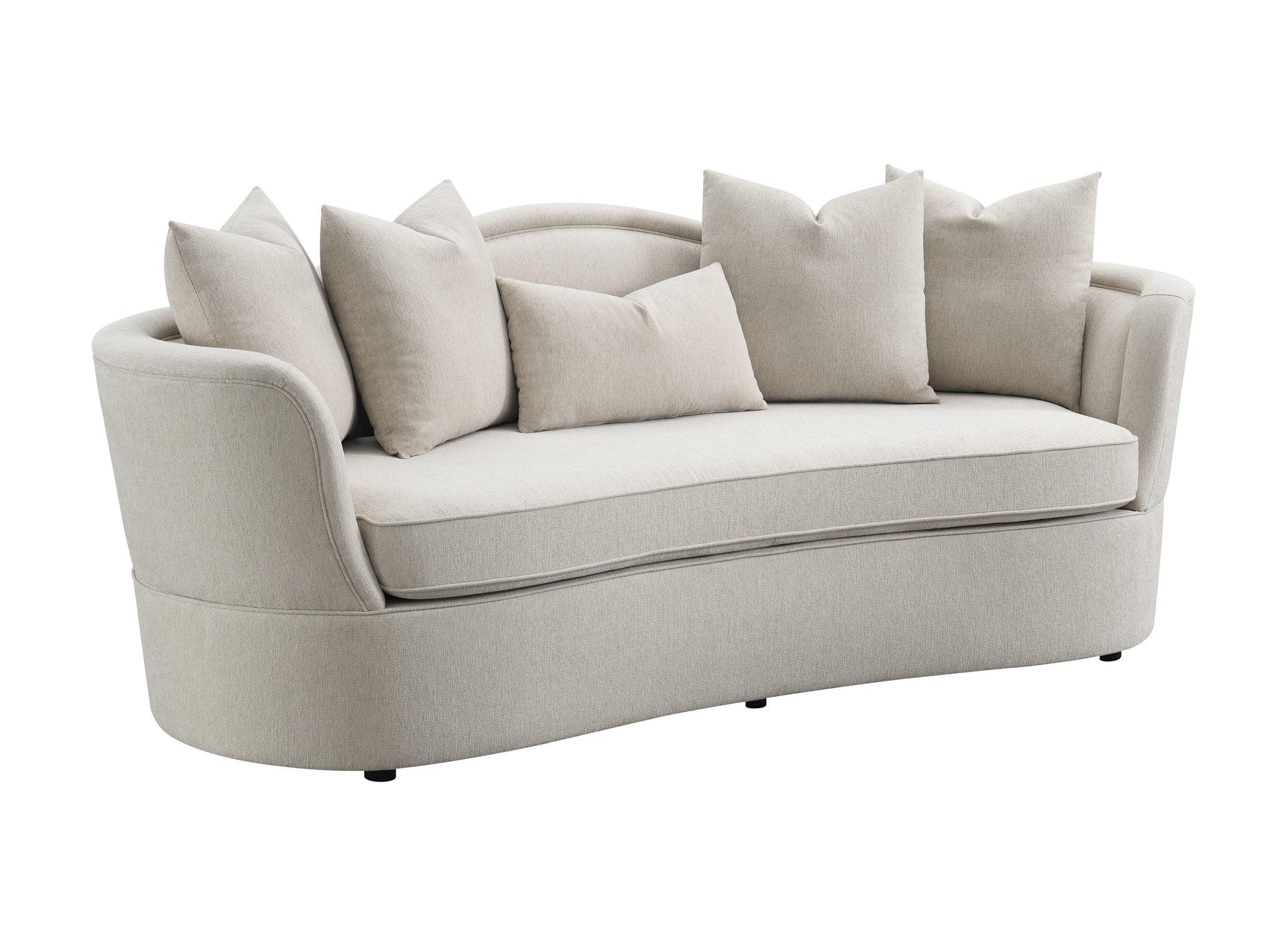 Kamilah Upholstered Loveseat With Camel Back Beige - Ella Furniture