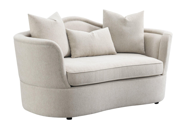 Kamilah Upholstered Loveseat With Camel Back Beige - Ella Furniture