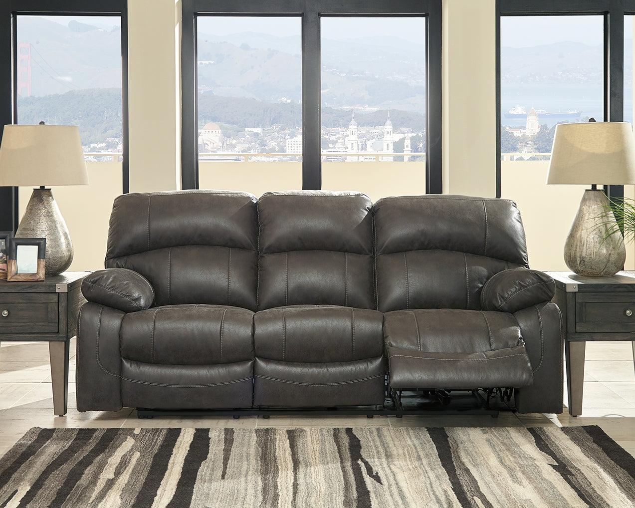 Dunwell Steel Textured Power Reclining Sofa - Ella Furniture