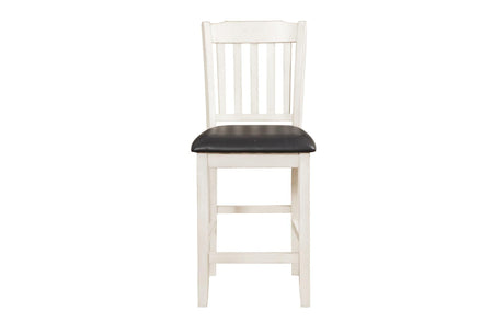 Kiwi Brown White Faux Leather Upholstered Seat Circle Counter Height Dining Room Set - Ella Furniture
