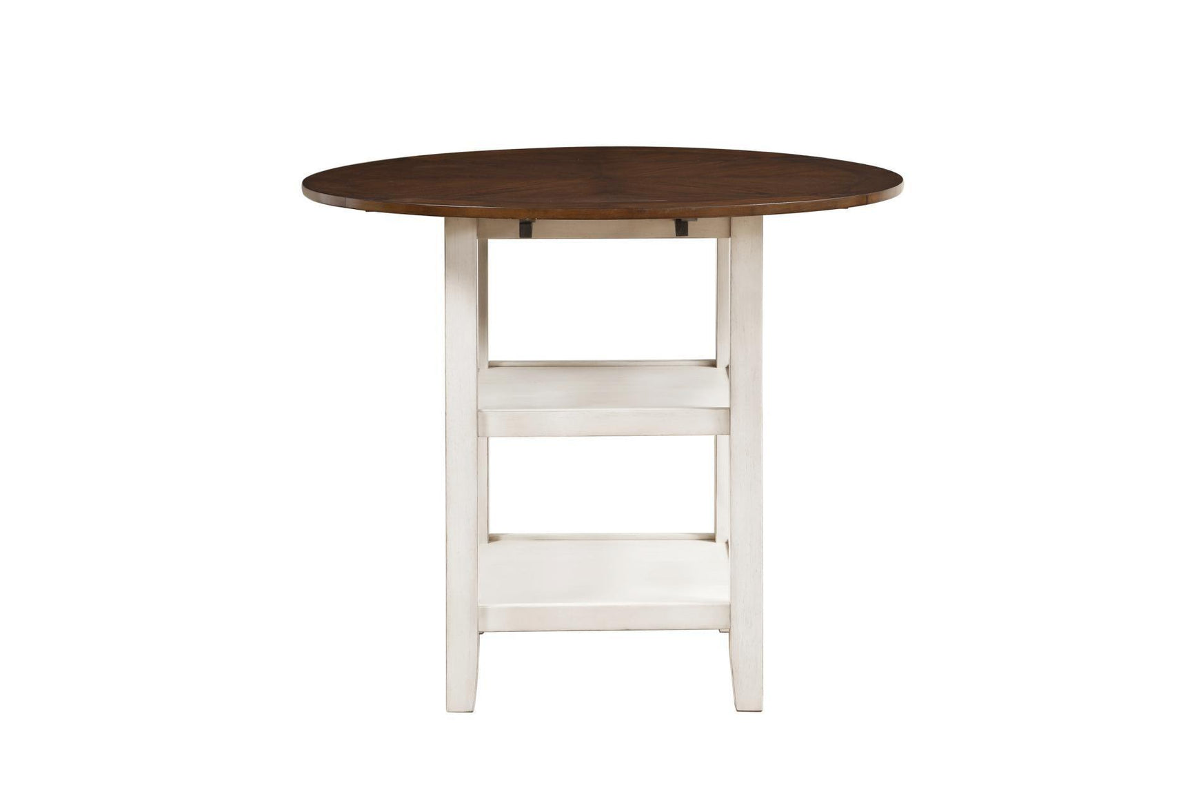Kiwi Brown White Faux Leather Upholstered Seat Circle Counter Height Dining Room Set - Ella Furniture