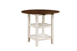 Kiwi Brown White Faux Leather Upholstered Seat Circle Counter Height Dining Room Set - Ella Furniture