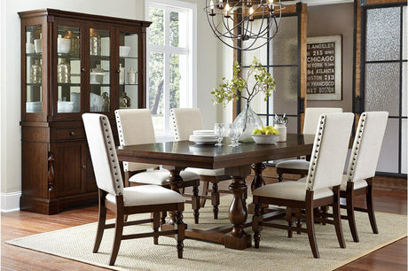 Yates Neutral Modern Industrial Sleek Fabric Upholstered Seat Rectangular Dining Room Set - Ella Furniture