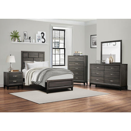Davi Gray Modern Contemporary Faux Wood Veneer Wood And Engineered Wood Youth Twin Panel Bed - Ella Furniture