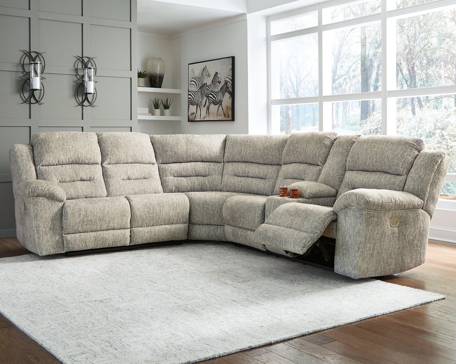 Family Den Pewter Chenille 3-Piece Power Reclining Sectional 51802S2 - Ella Furniture