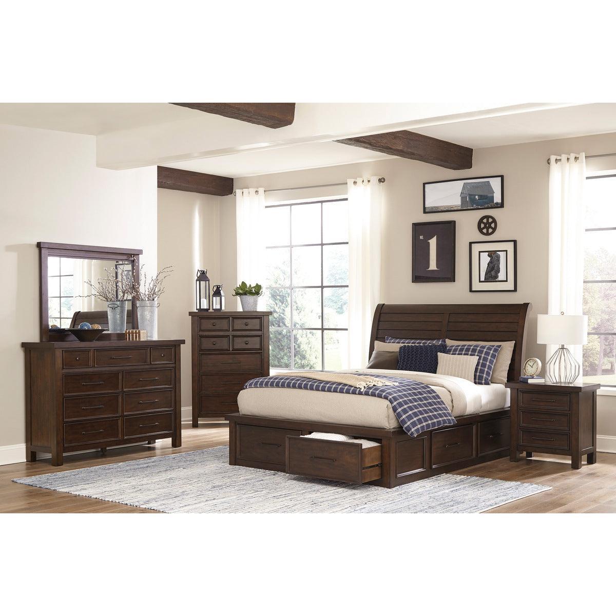 Logandale Brown Modern Transitional Mango Veneer Wood And Engineered Wood King Sleigh Bed - Ella Furniture