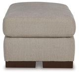 Maggie Flax Chenille Ottoman - Ella Furniture