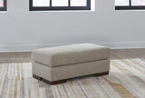 Maggie Flax Chenille Ottoman - Ella Furniture