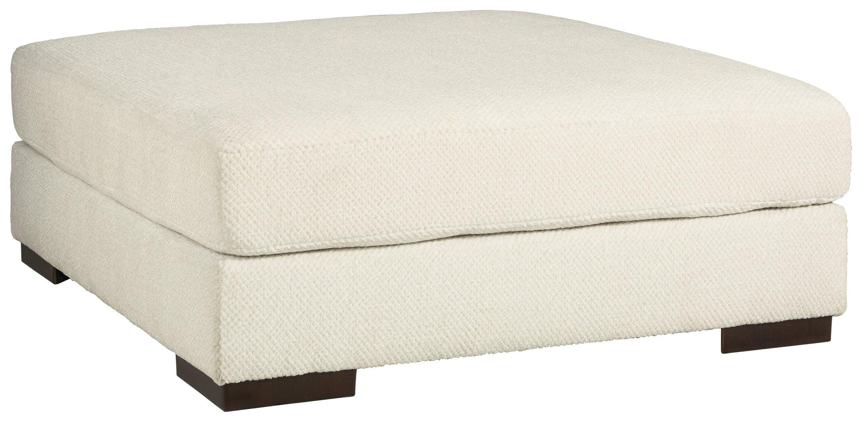 Zada Ivory Chenille Oversized Accent Ottoman - Ella Furniture