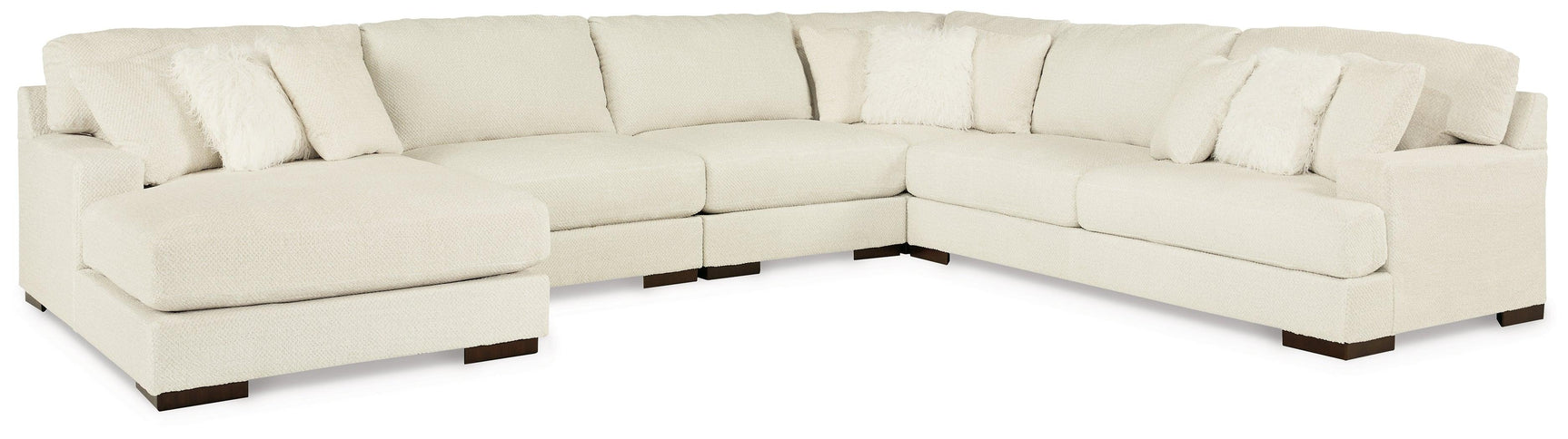 Zada Ivory 5-Piece Sectional With Chaise - Ella Furniture