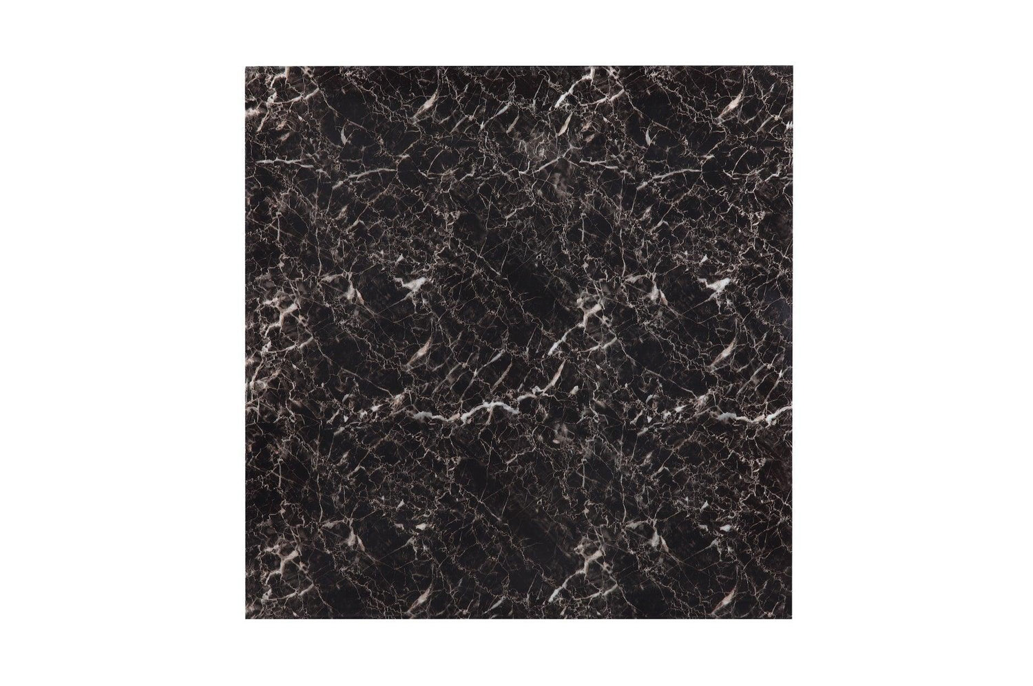Olney Black Transitional Metal Faux Leather Seat And Faux Marble Top Rectangular Dining Room Set - Ella Furniture