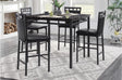 Olney Black Transitional Metal Faux Leather Seat And Faux Marble Top Square Dining Room Set - Ella Furniture