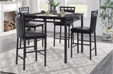 Olney Black Transitional Metal Faux Leather Seat And Faux Marble Top Square Dining Room Set - Ella Furniture