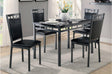 Olney Black Transitional Metal Faux Leather Seat And Faux Marble Top Rectangular Dining Room Set - Ella Furniture