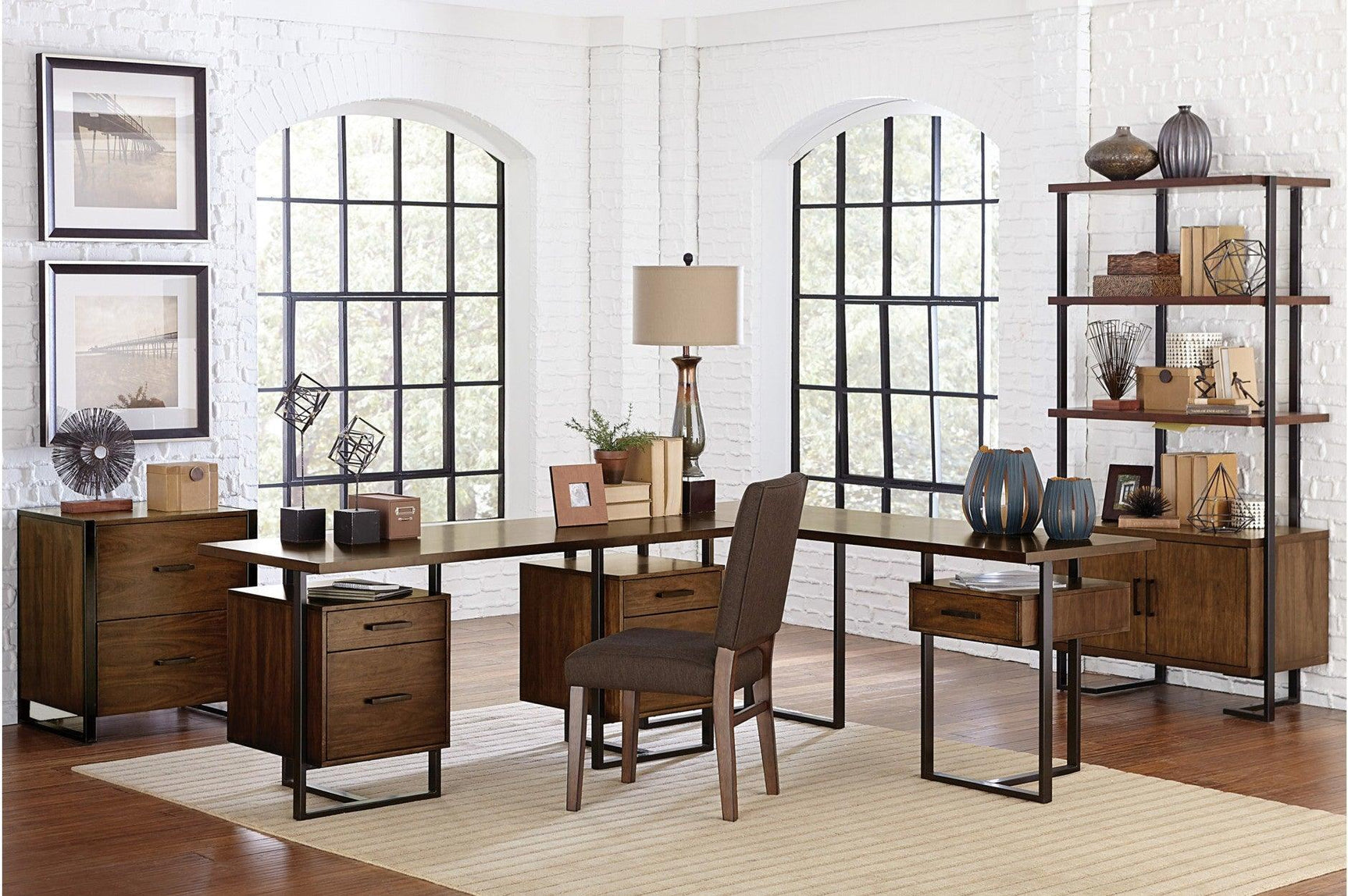 Sedley Dark/Brown Modern Transitonal Contemporary Wood Metal Walnut Veneer Side Chair - Ella Furniture