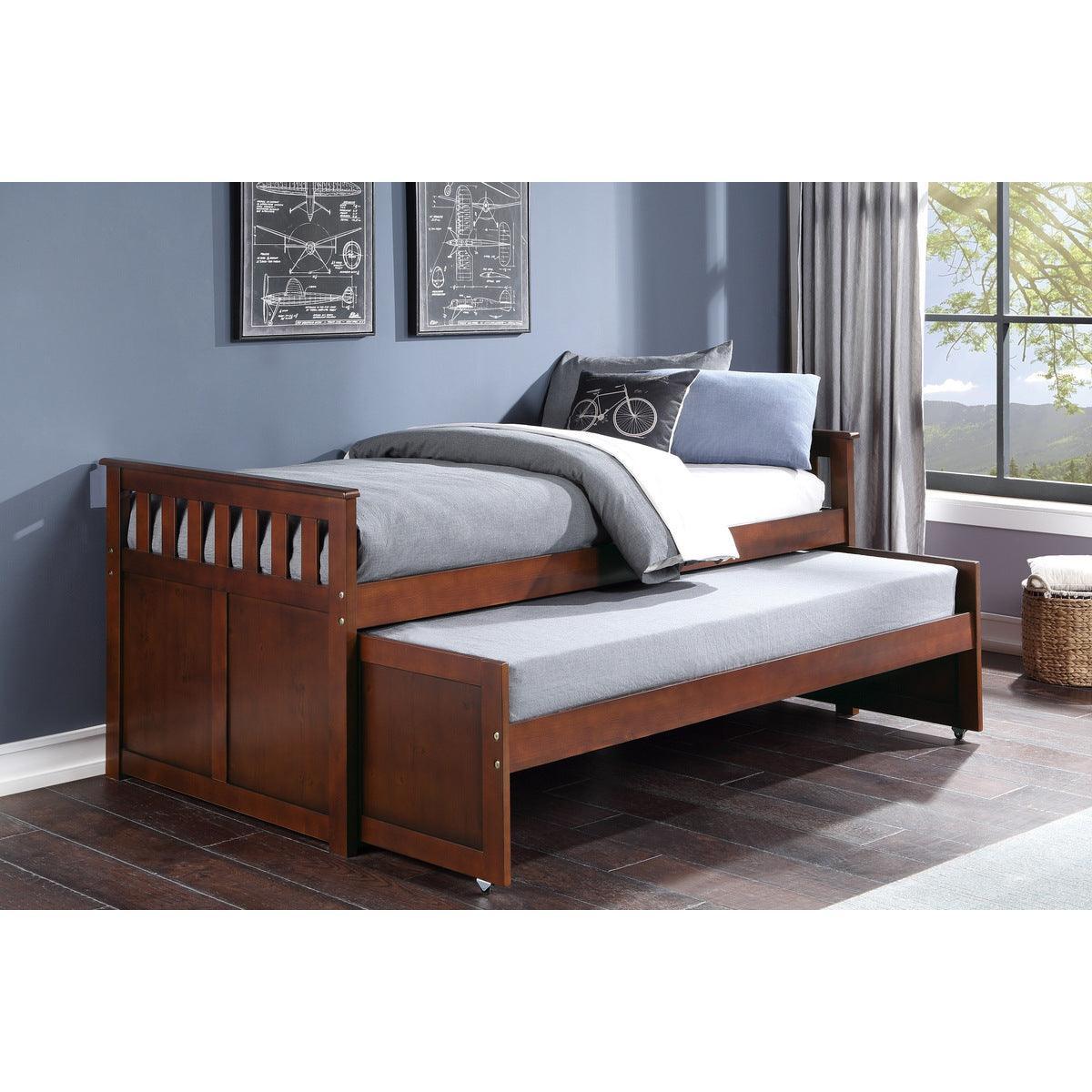 Rowe Dark Cherry Modern Transitional Pine Veneer, Wood And Engineered Wood Twin/twin Bed - Ella Furniture
