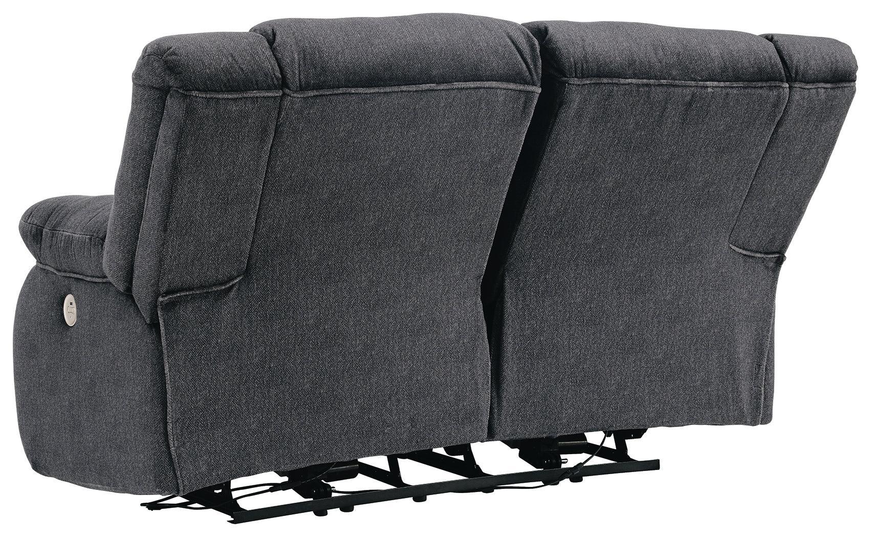 Burkner Marine Velvet Power Reclining Loveseat - Ella Furniture