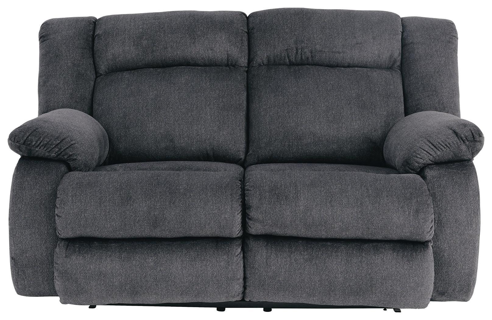 Burkner Marine Velvet Power Reclining Loveseat - Ella Furniture