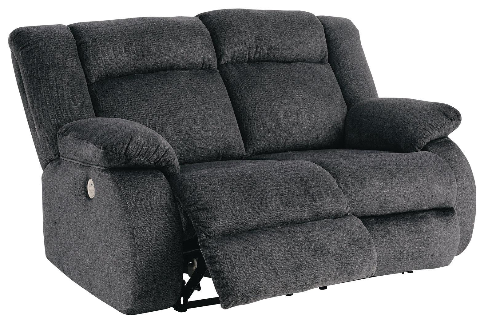 Burkner Marine Velvet Power Reclining Loveseat - Ella Furniture