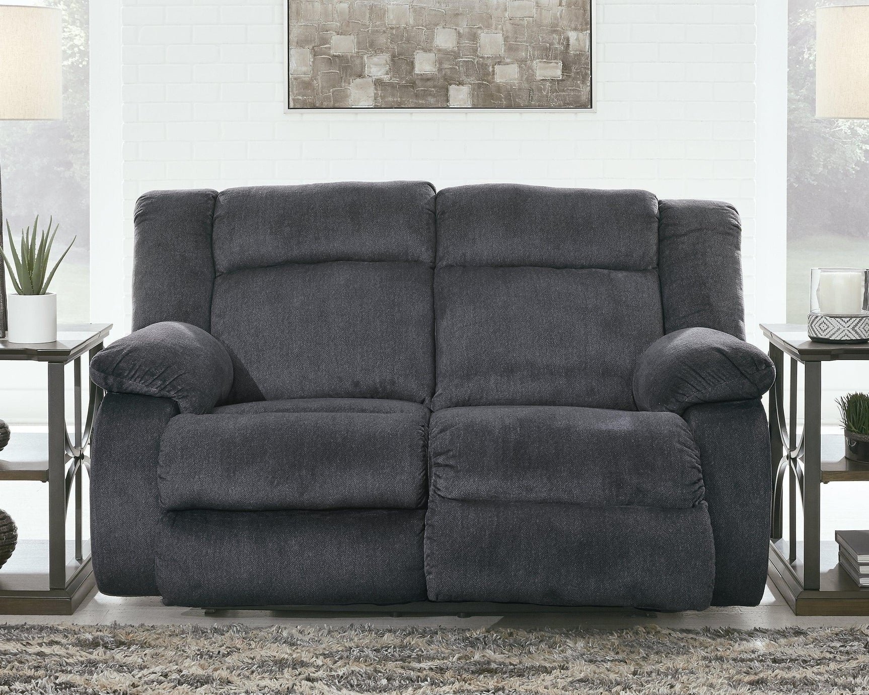 Burkner Marine Velvet Power Reclining Loveseat - Ella Furniture