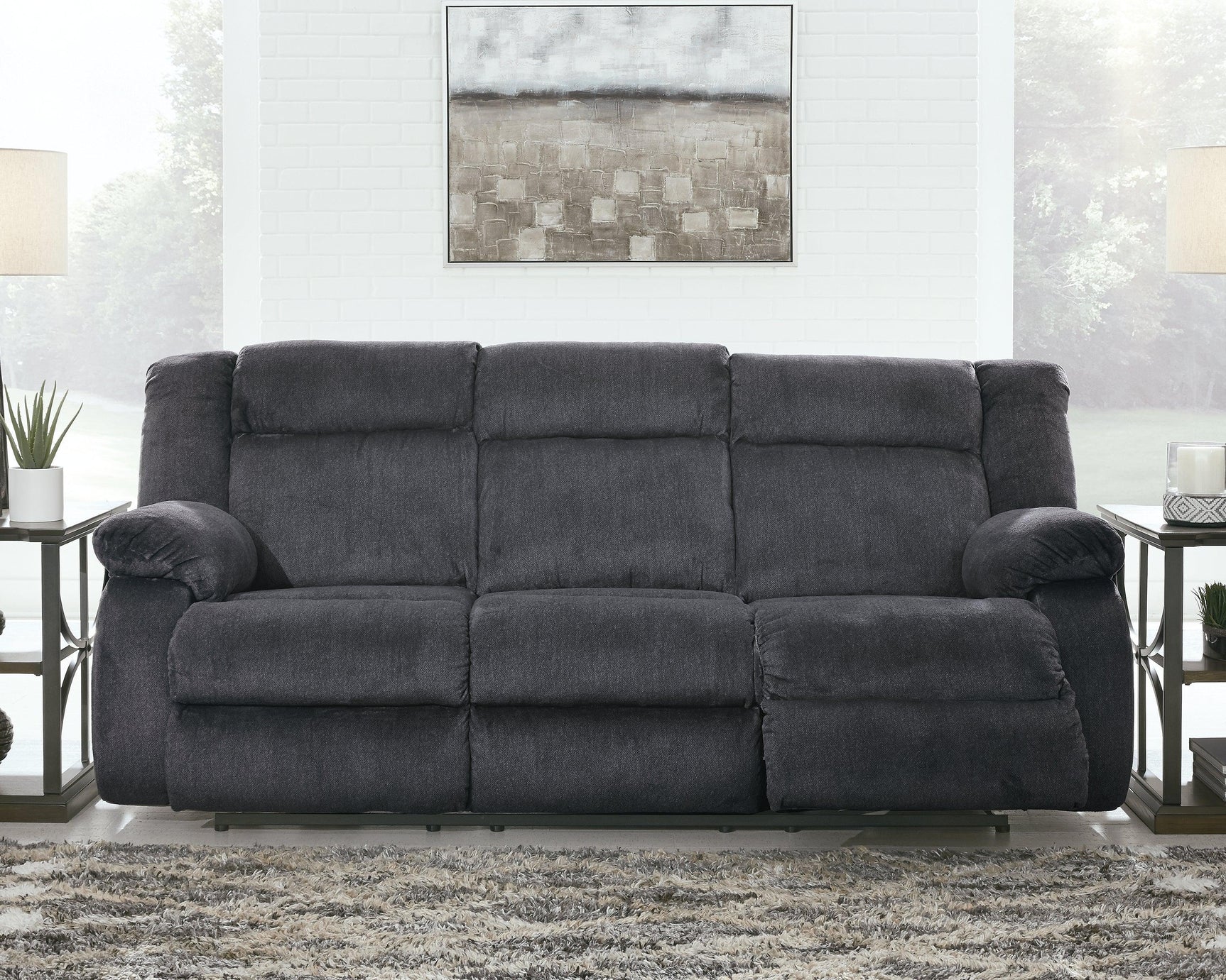 Burkner Marine Velvet Power Reclining Sofa - Ella Furniture