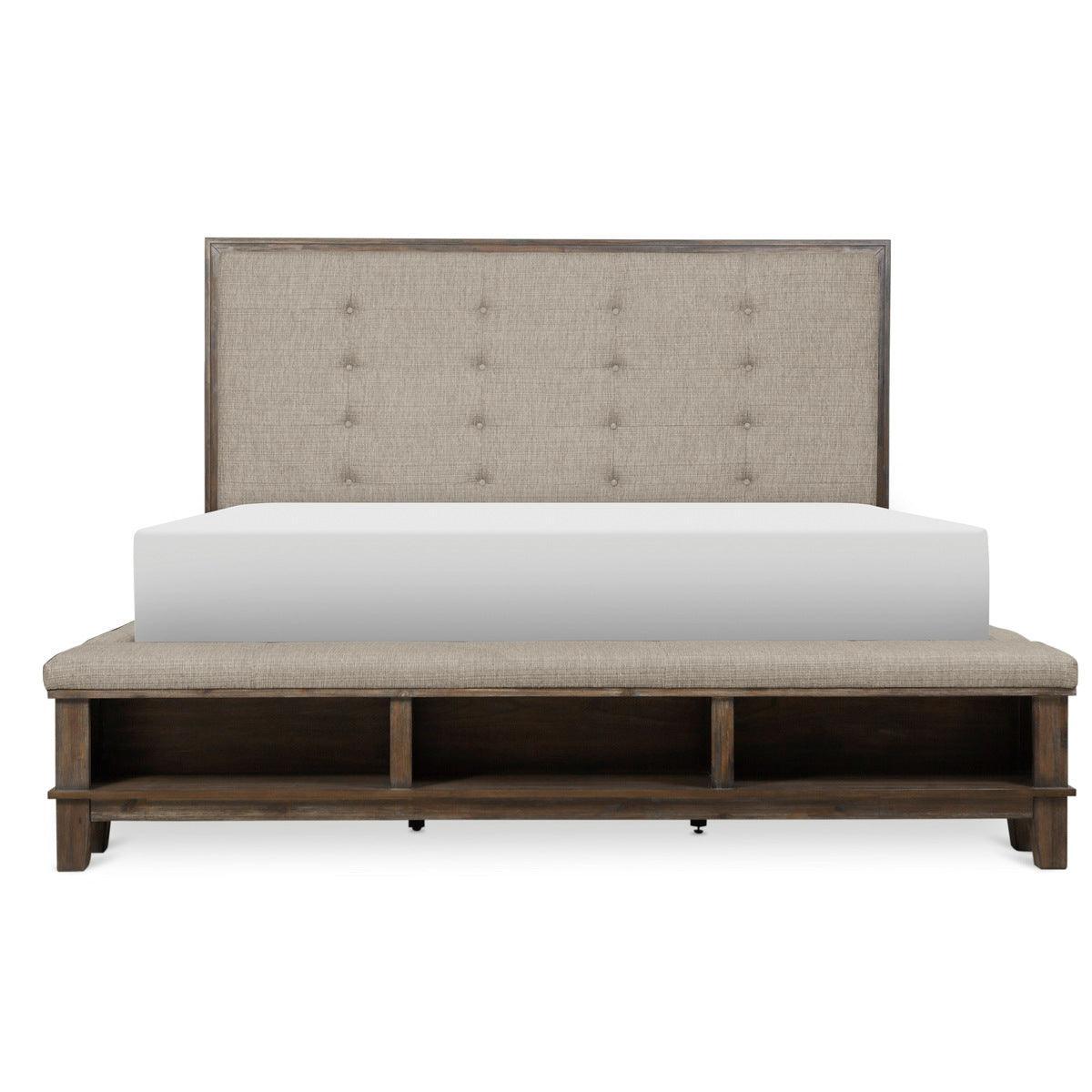 Gray Eastern Modern Traditional Upholstered Tufted King Panel Bedroom Set - Ella Furniture