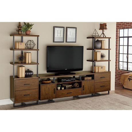 Sedley Walnut And Rustic Metal Contemporary Walnut Veneers Engineered Wood And Metal Side Pier - Ella Furniture
