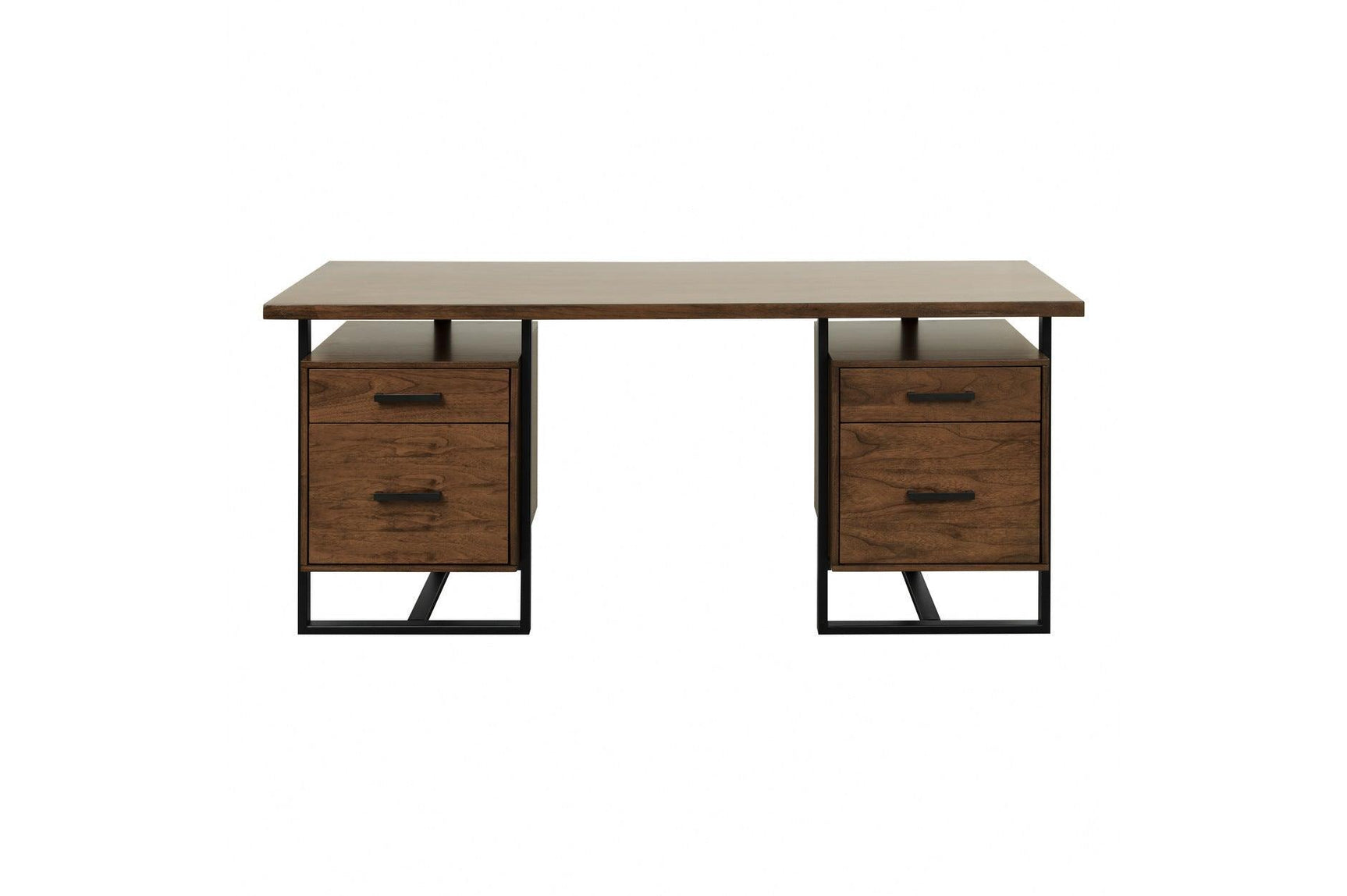 Sedley Dark/Brown Modern Transitonal Contemporary Wood Metal Walnut Veneer Side Chair - Ella Furniture