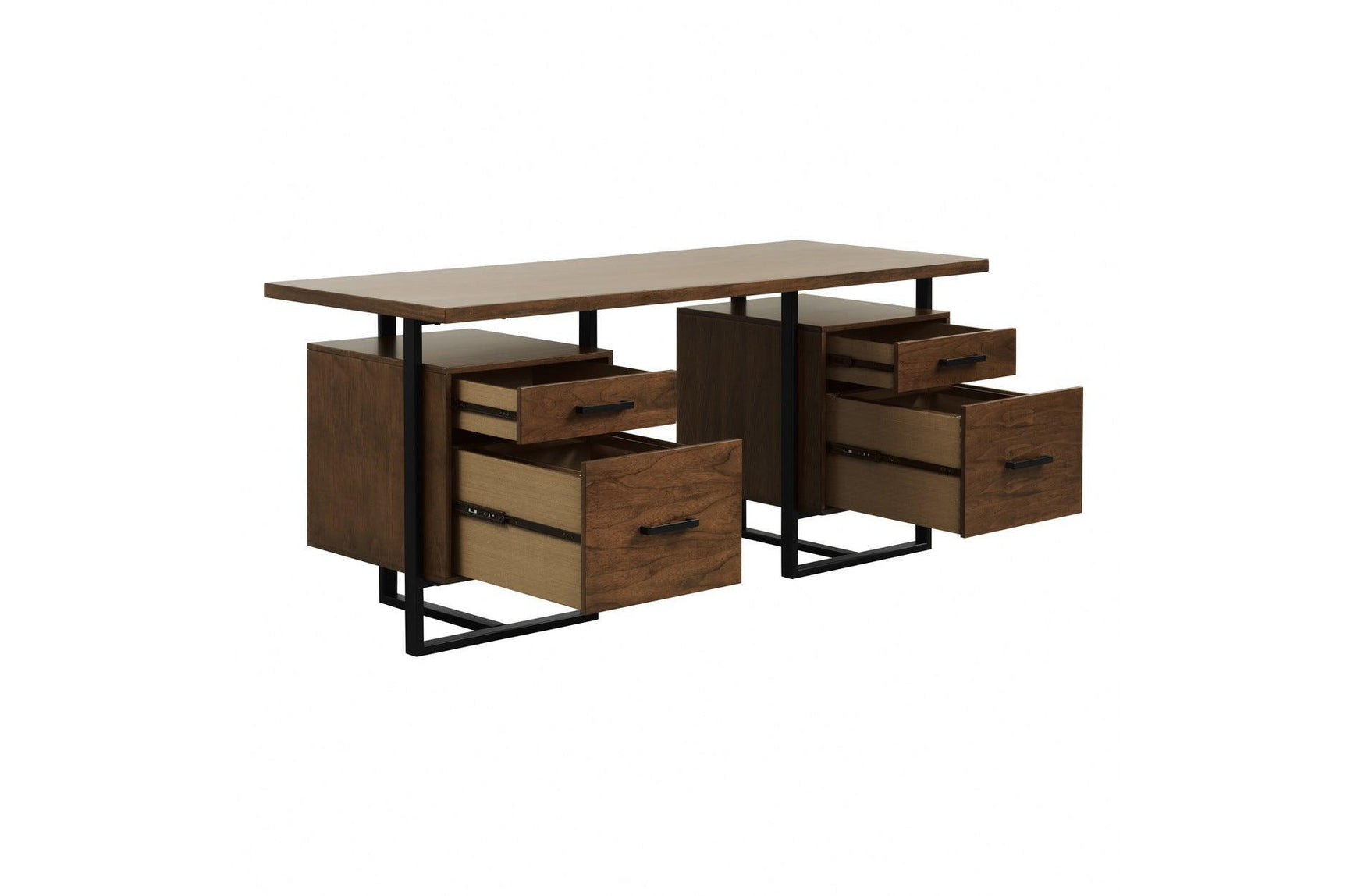 Sedley Dark/Brown Modern Transitonal Contemporary Wood Metal Walnut Veneer Side Chair - Ella Furniture