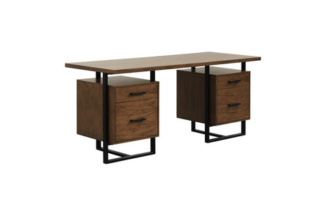 Sedley Dark/Brown Modern Transitonal Contemporary Wood Metal Walnut Veneer Side Chair - Ella Furniture