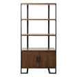 Sedley Walnut And Dark Metal Veneer, Engineered Wood And Metal Bookcase 2 Fixed Shelves - Ella Furniture