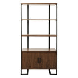 Sedley Walnut And Dark Metal Veneer, Engineered Wood And Metal Bookcase 2 Fixed Shelves - Ella Furniture