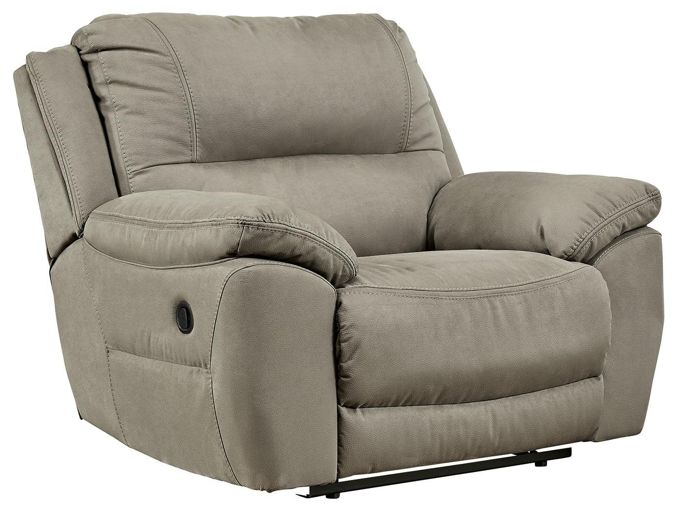 Next-gen Gaucho Putty Microfiber Oversized Recliner - Ella Furniture