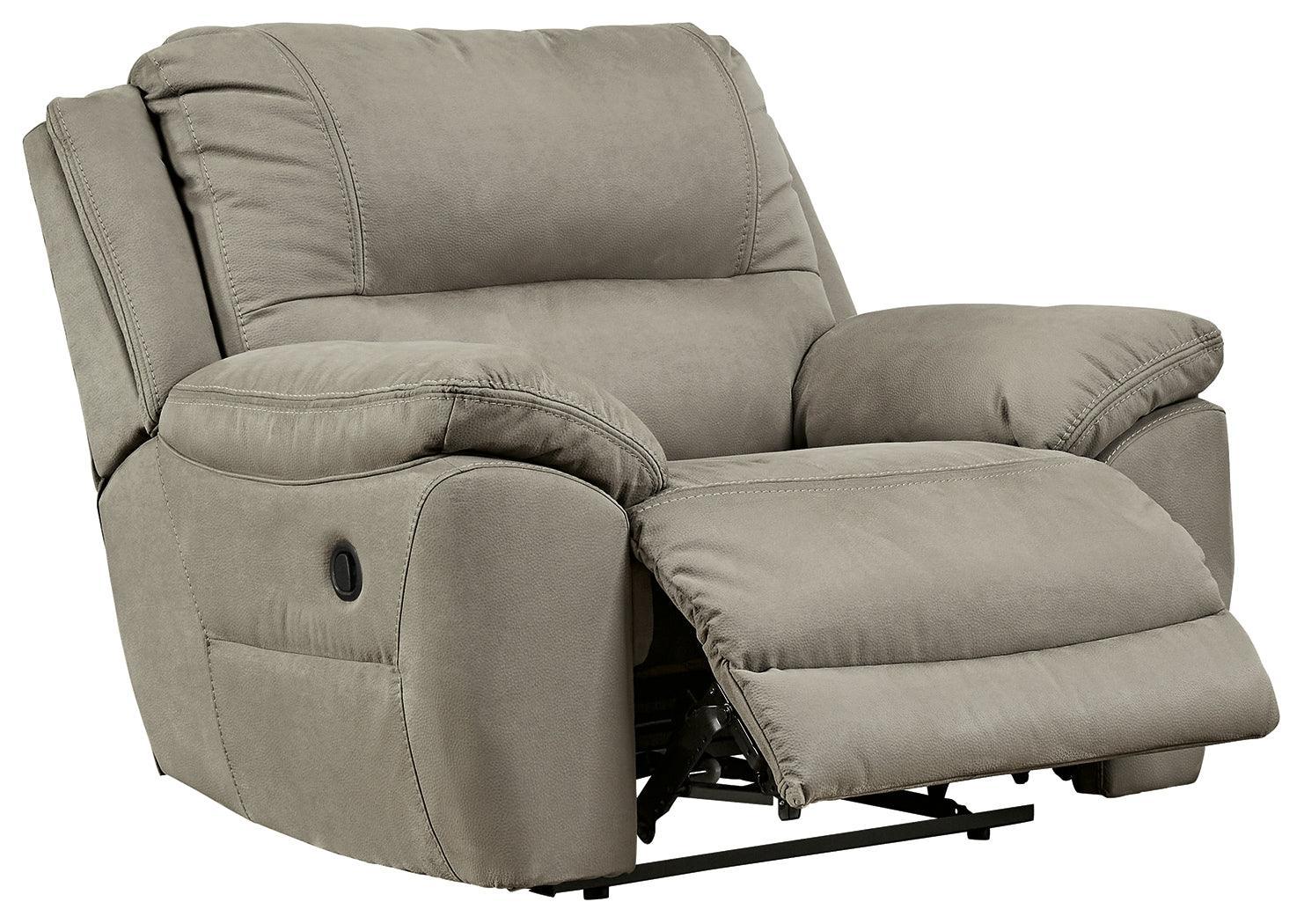 Next-gen Gaucho Putty Microfiber Oversized Recliner - Ella Furniture