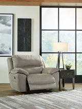 Next-gen Gaucho Putty Microfiber Oversized Recliner - Ella Furniture